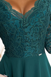 16767-6-309-5 AMBER elegant lace long dress with a neckline - green-6