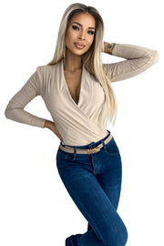 18942-7-375-7 Bodysuit with envelope neckline - beige-7