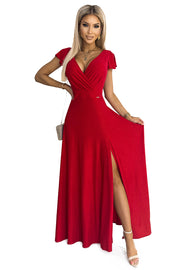 17336-7-411-2 CRYSTAL long shimmering dress with a neckline - red-7