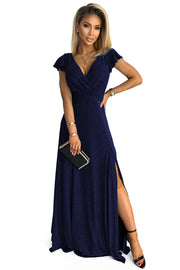 17434-7-411-3 CRYSTAL long shimmering dress with a neckline - navy blue-7