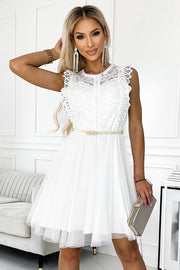 18089-4-454-1 GRETA dress with lace and gold belt - white-4