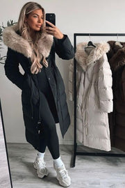 Dame vinter jakke model Carol i Sort lys pels
