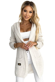 18303-7-488-1 Cardigan - cape with a hood, pockets and a patch - beige-7