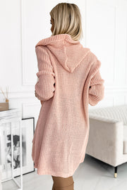 18708-2-488-2 Cardigan - cape with a hood, pockets and a patch - pink-2