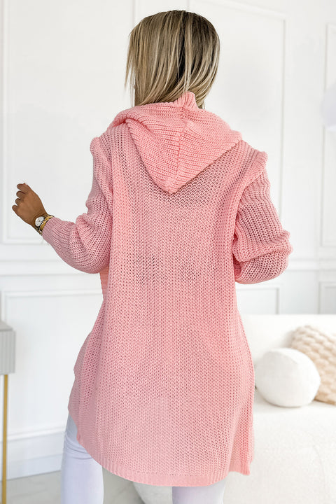 19177-3-488-3 Cardigan - cape with a hood, pockets and a patch - peach color-3