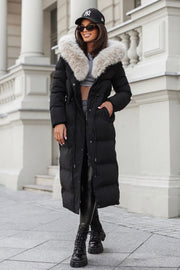 Dame vinter jakke model Carol i Sort lys pels