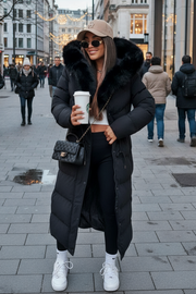 Dame vinter jakke model Carol i Sort, sort pels