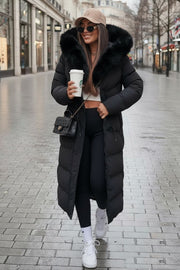 Dame vinter jakke model Carol i Sort, sort pels