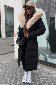 Dame vinter jakke model Carol i Sort lys pels