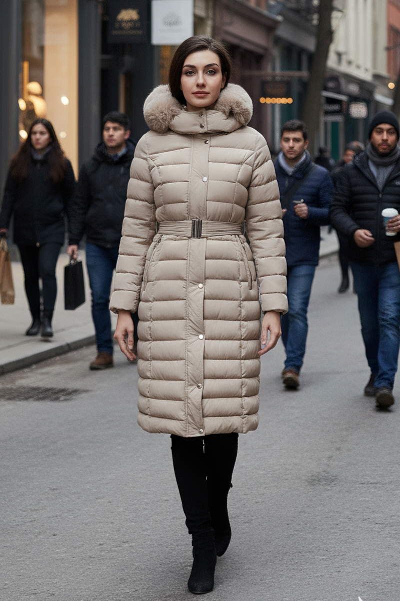 Damvinterjacka modell Julia i Ljusbeige