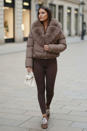 Dame Vinterjakke i kort model Elena i Beige
