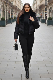 Dame Vinterjakke i kort model Elena i Sort