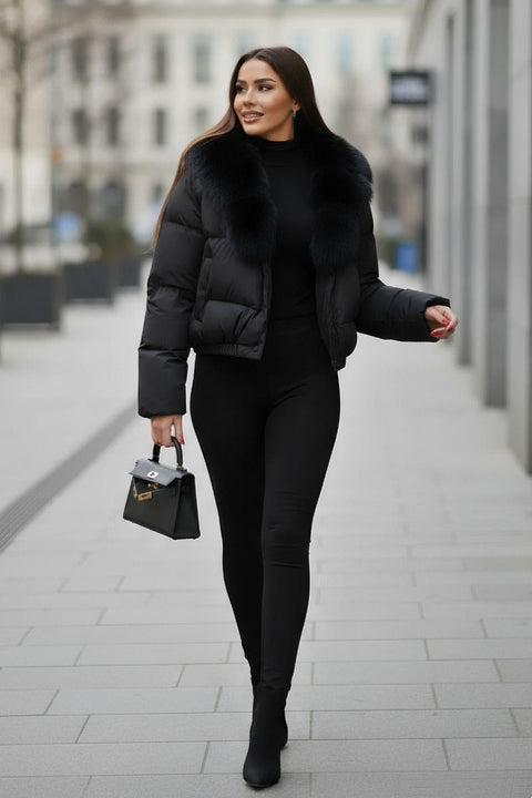 Dame Vinterjakke i kort model Elena i Sort