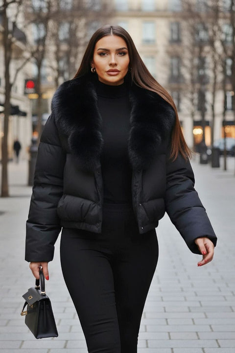Dame Vinterjakke i kort model Elena i Sort