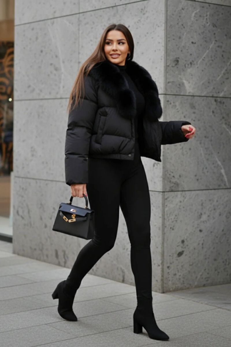 Damvinterjacka, kort modell Elena i Svart