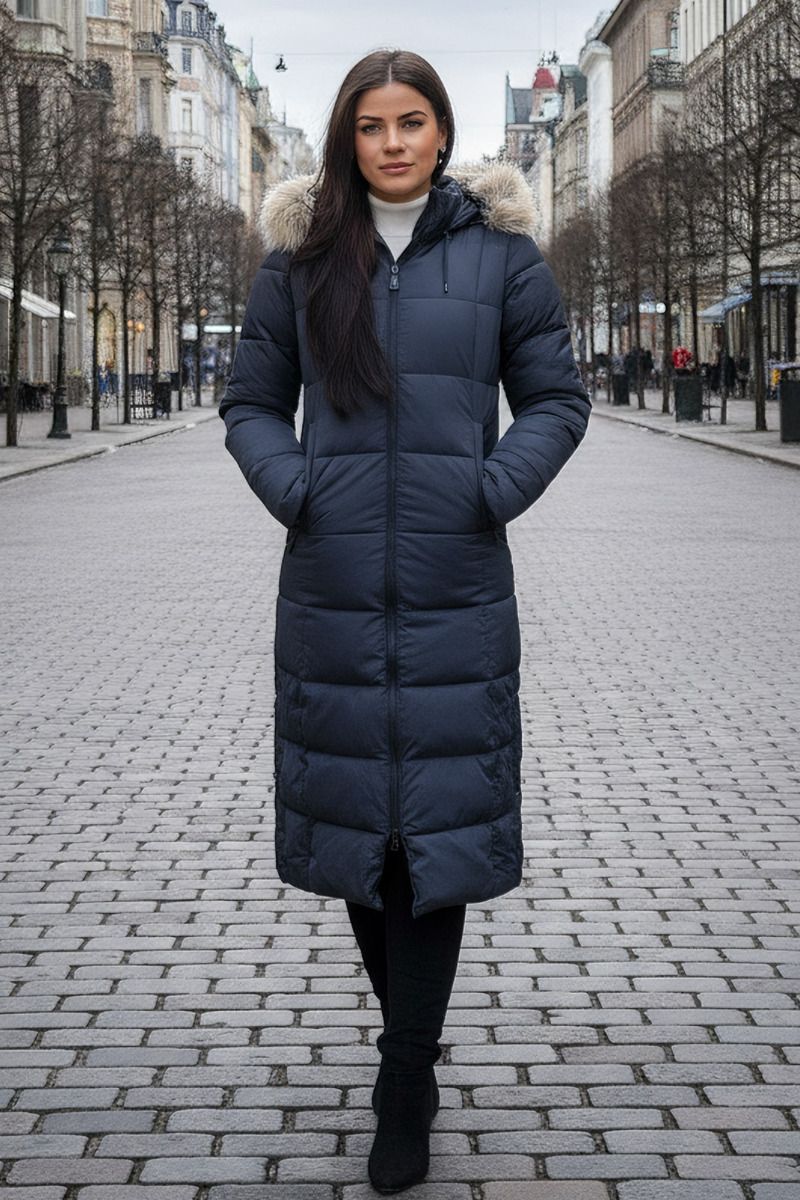 Dame Vinterjakke med aftagelig fake fur Pels model Rom