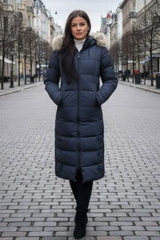 Dame Vinterjakke med aftagelig fake fur Pels model Rom