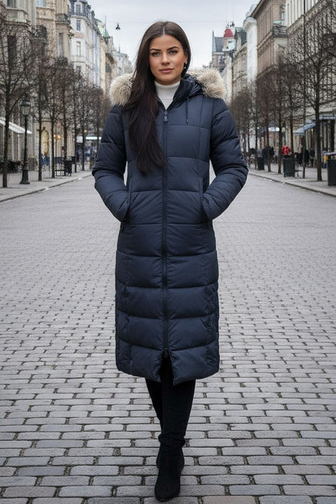 Dame Vinterjakke med aftagelig fake fur Pels model Rom
