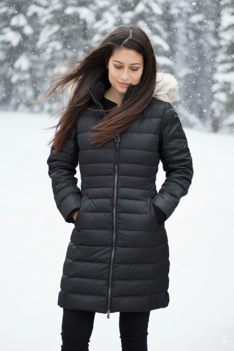 Vinterjakke Dame model Aspen i Sort med stor Pels