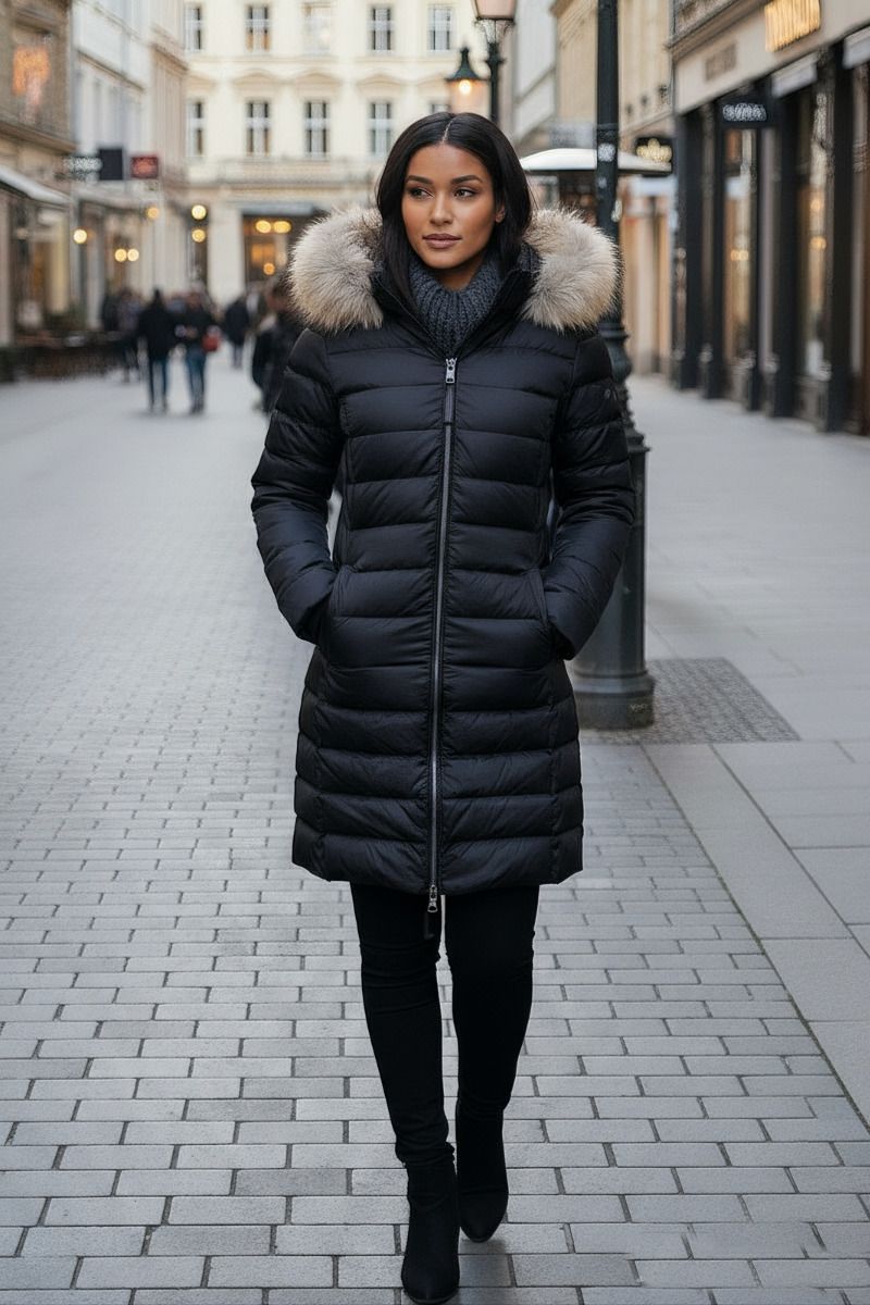 Vinterjacka dam modell Aspen i svart med stor päls