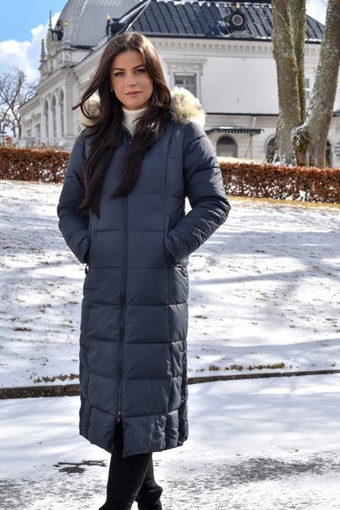 Dame Vinterjakke med aftagelig fake fur Pels model Rom