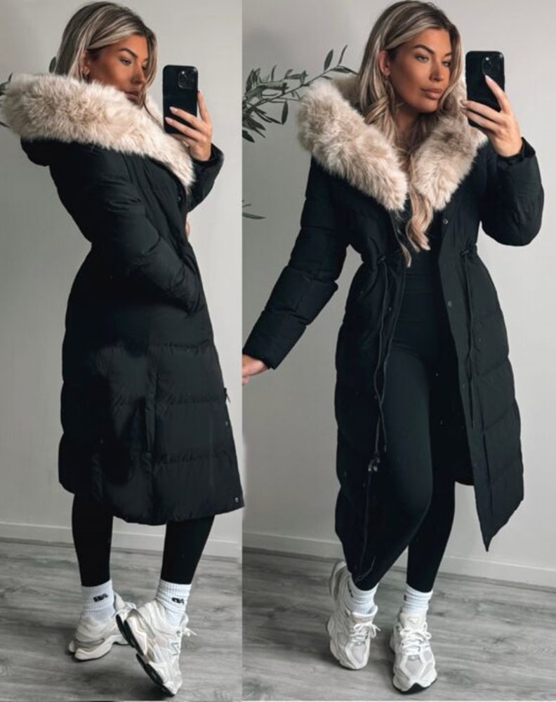 Damvinterjacka modell Carol i svart ljus päls