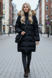 Dame Vinterjakke i Danske design, Fanny i Sort med pels