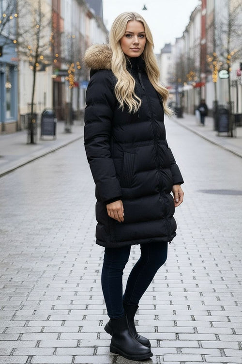 Damvinterjacka i dansk design, Sanny i svart med päls