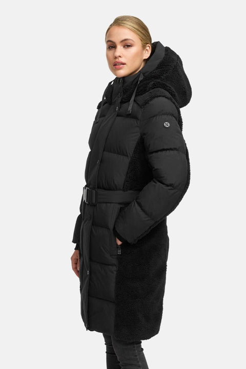 Lækker lang vinter jakke fra NAVAHOO - Funkel Teddy i Sort