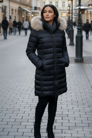 Vinterjakke Dame model Aspen i Sort med stor Pels