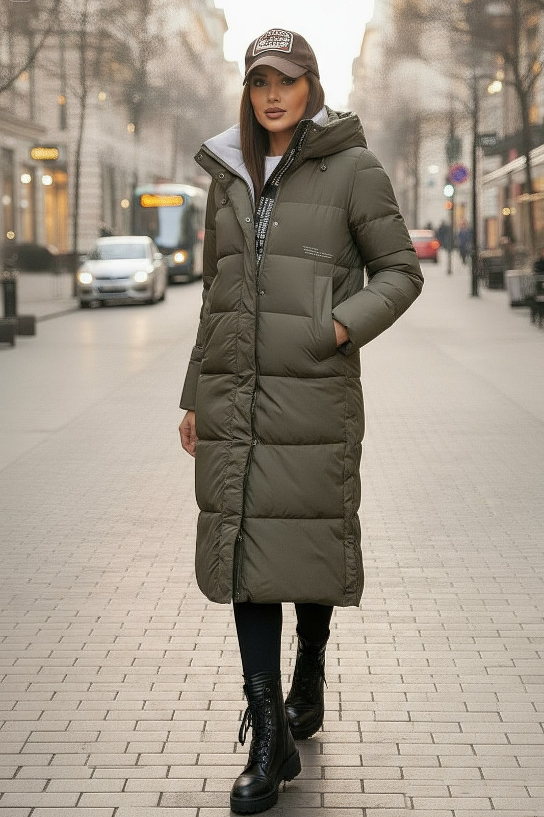 Damvinterjacka modell Lorica Oliv